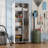 Asymmetrical Storage Cabinet With Adjustable Shelves And Utility Compartment