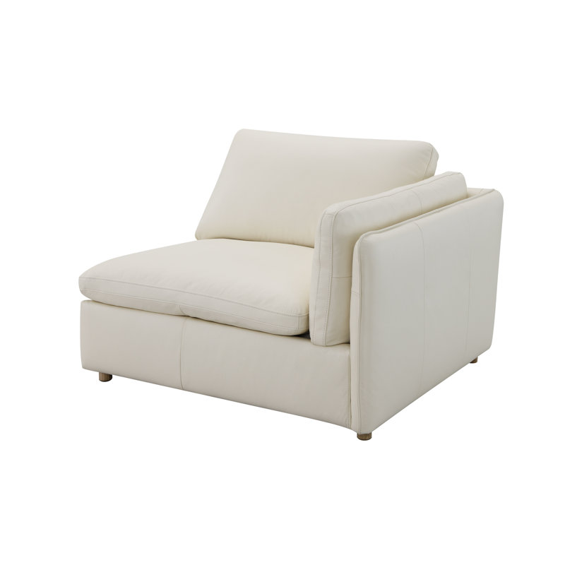 Canapé modulaire 5 pièces Morariu, Cuir véritable ivoire
