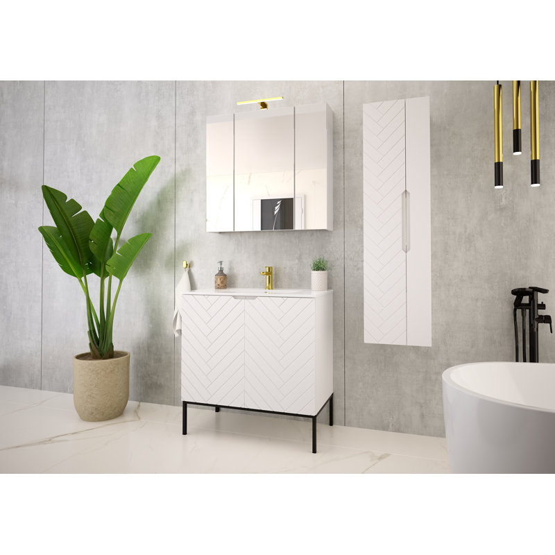 Braydi 81mm Bathroom Vanity with Basin, White/Black