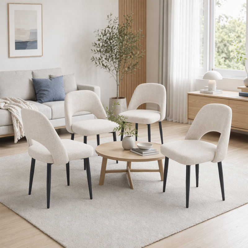 Modern Upholstered Dining Chair (Set of 4, BEIGE), Beige
