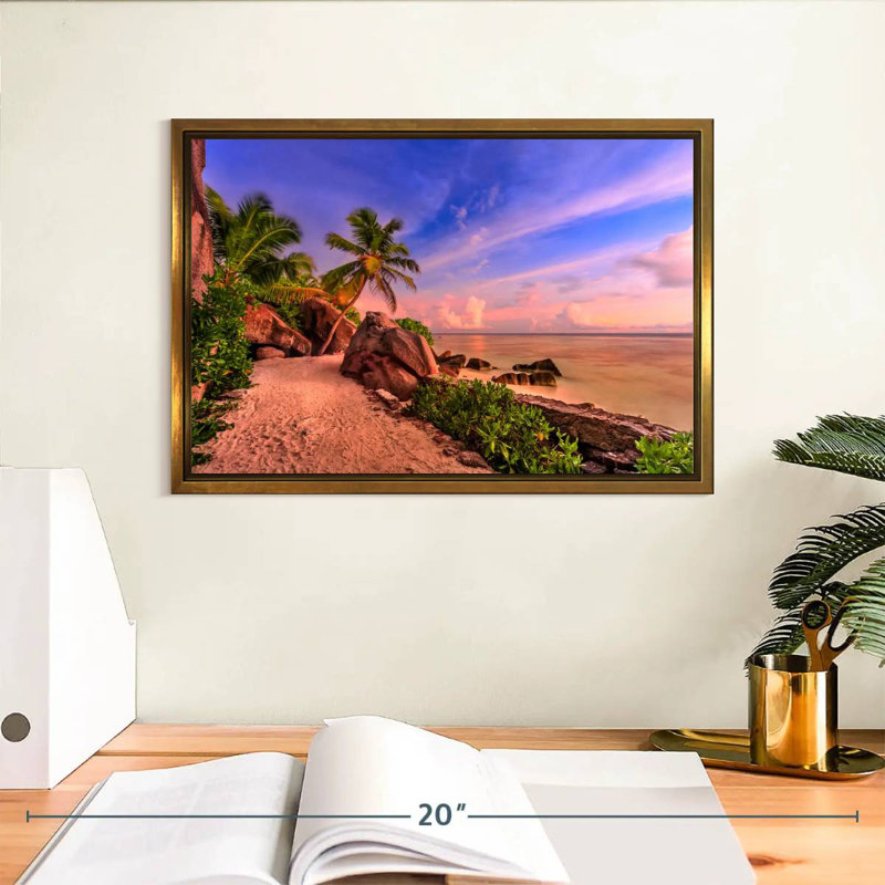 La Digue Sundown, Cadre flottant doré, 13 po x 9 po