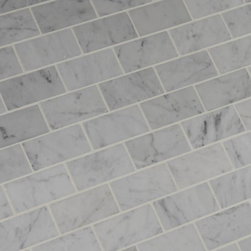 Carrara White x 12 in. x 12 in. Polished Marble Mosaic Floor and Wall Tile
