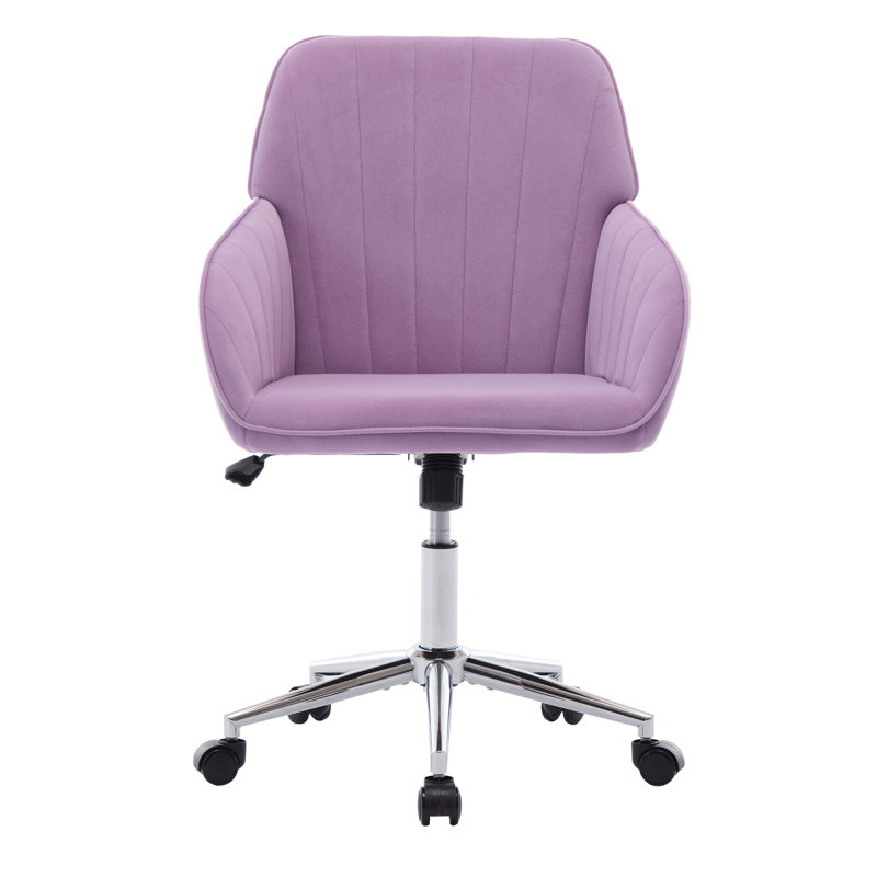Adjustable Office Chair, Armchair, Swivel Chair With Metal Base, Lilac, Silver