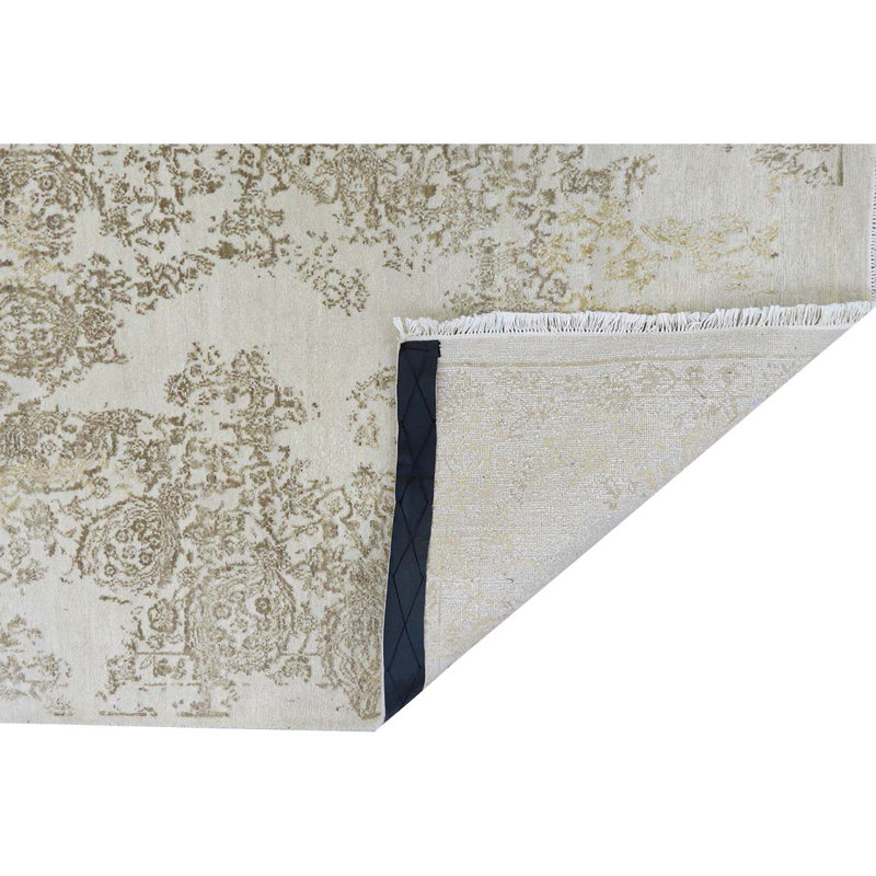Hand Knotted Floral Area Rug, Rectangle 9' x 12'