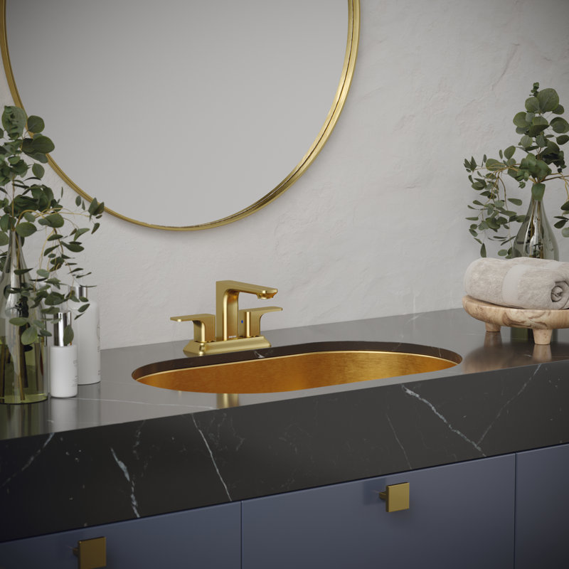 Karran Cinox 17'' Stainless Steel Oval Bathroom Sink, Gold