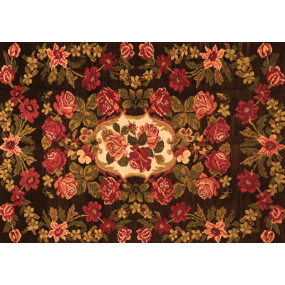 Tapis rouge / noir / vert tissé à la machine