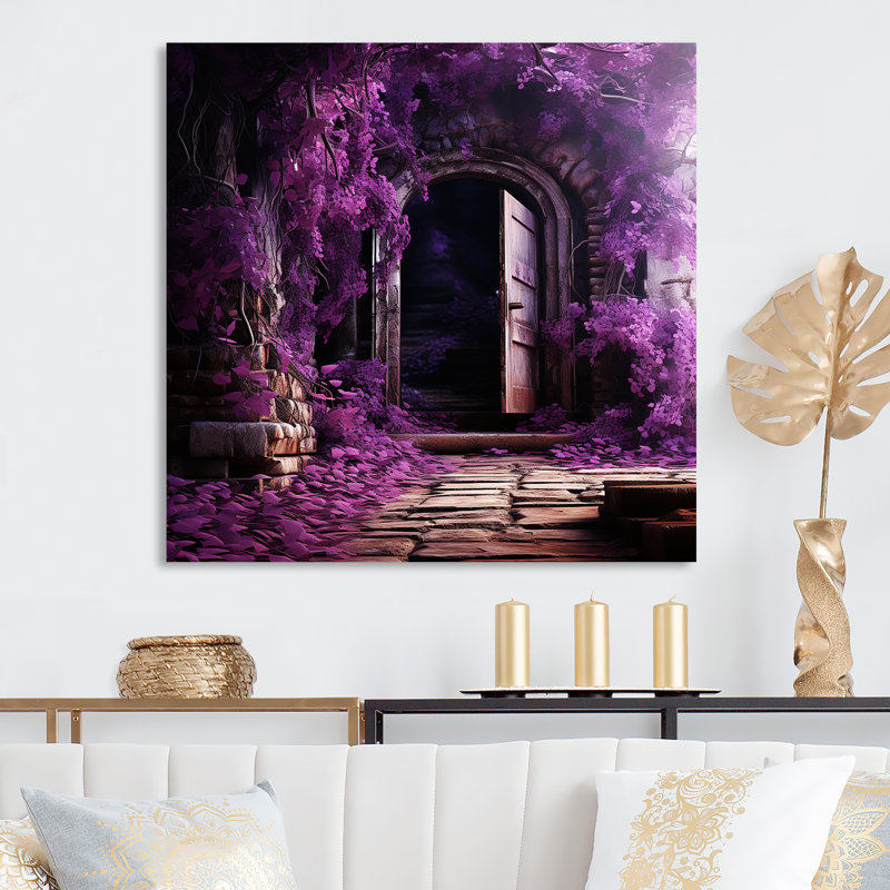 Purple Floral Door To The Chuch - Floral Metal Wall Art, 36" H x 36" W