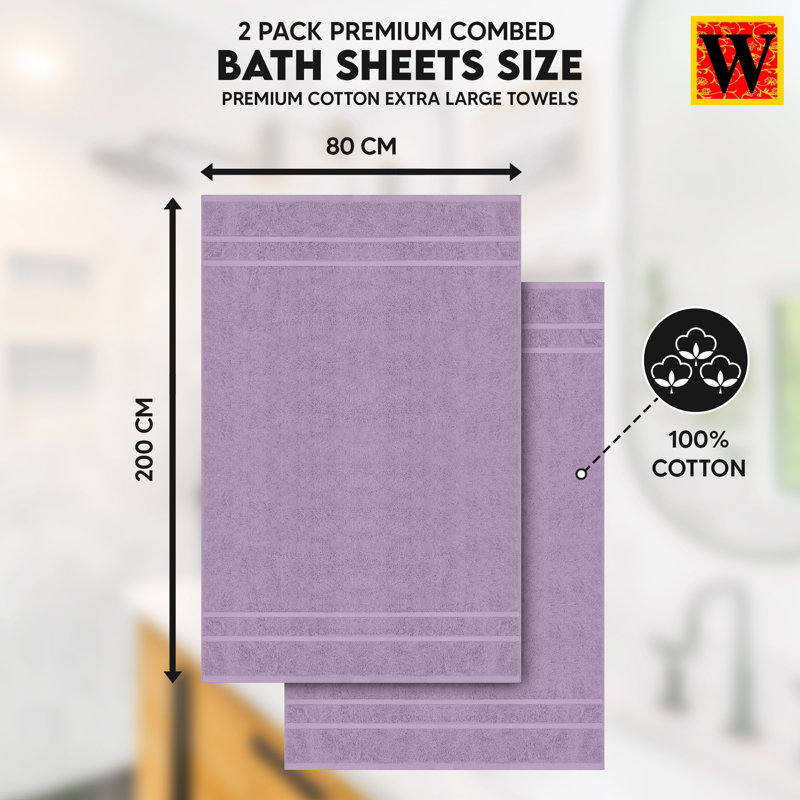 Cotton Midweight Bath Sheet, Purple