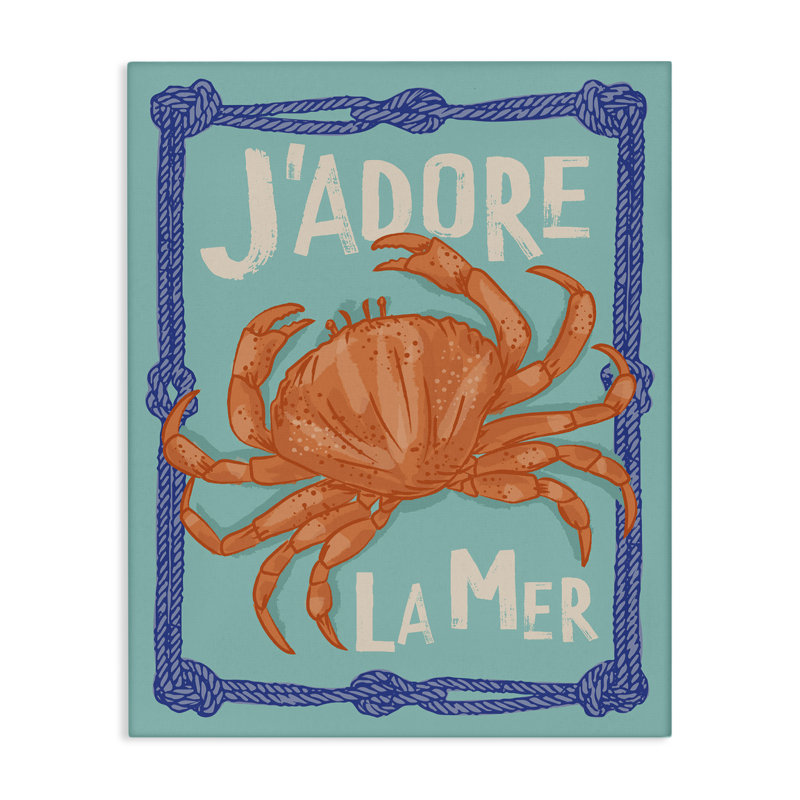  «J'adore La Mer Crab» par Lisa Perry White, H 20 po x l 16 po
