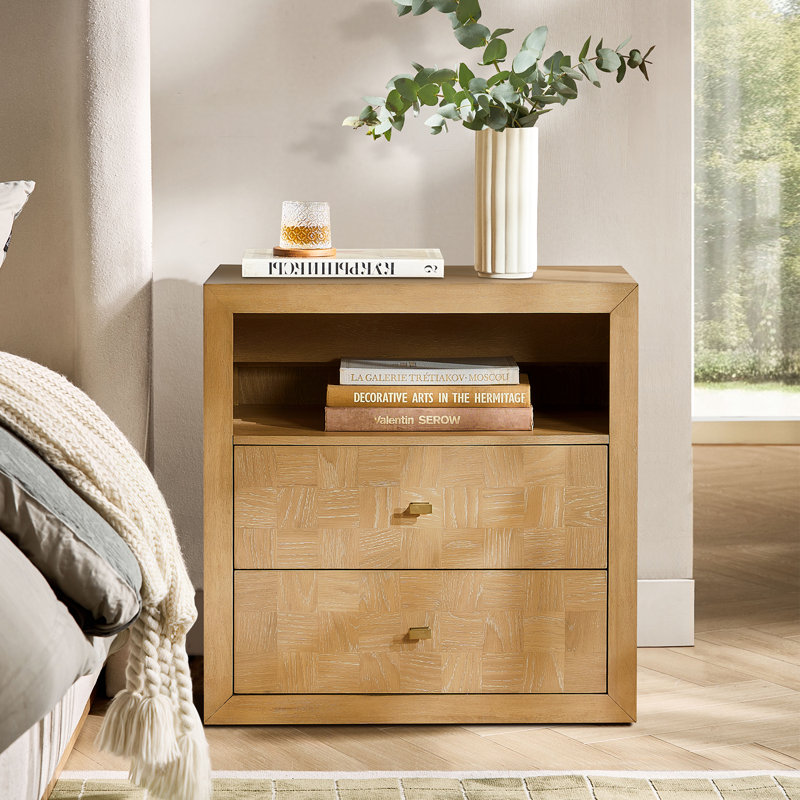 Table de chevet 2 tiroirs Cruce, Naturel
