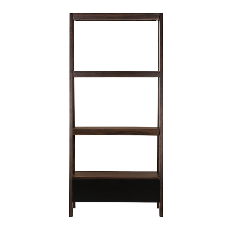 Étagère 32 po x 17 po x 68 po, rangement minimaliste pour le travail et les études, bois massif et rangement