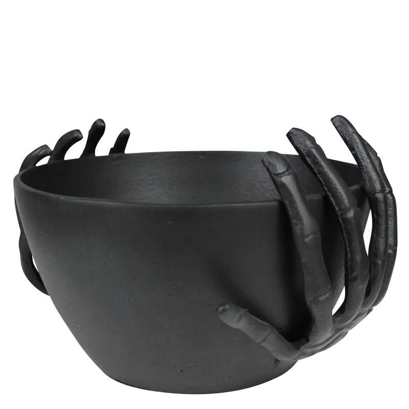 Bol avec mains squelettes, noir