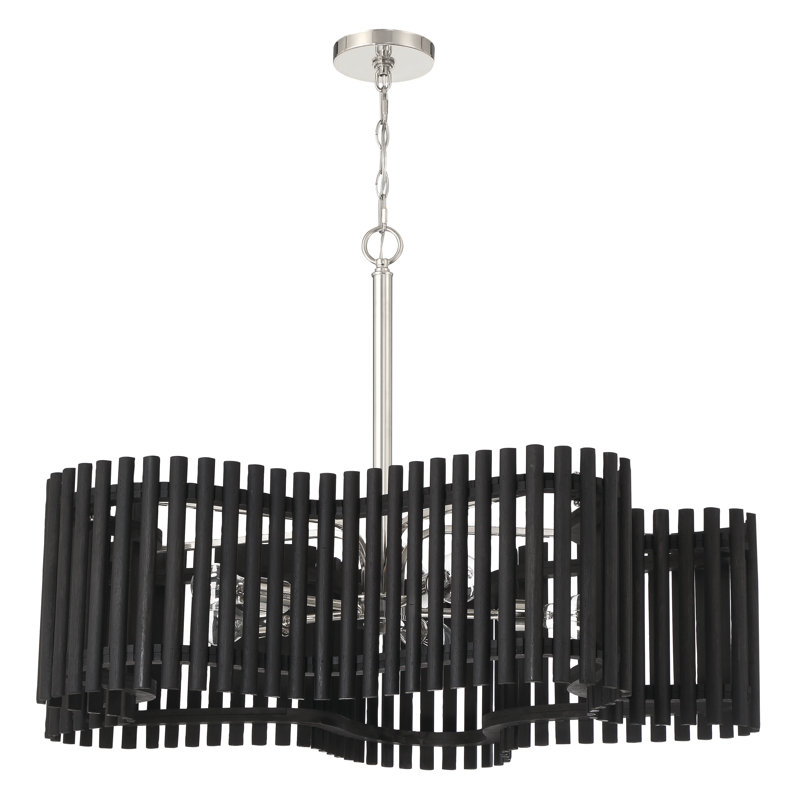 Lustre à 5 lumières Freeform, Nickel poli, Noir