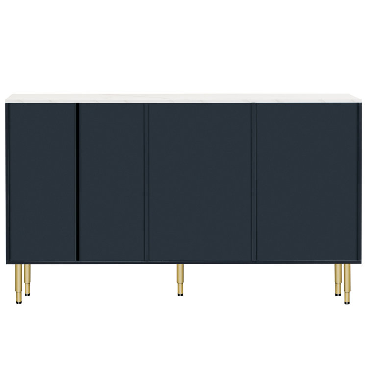Mercer41 Modern Sideboard, Buffet Cabinet With Tempered Glass 