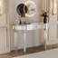 Console de 47 po avec miroir en demi-lune et miroir en verre cannelé