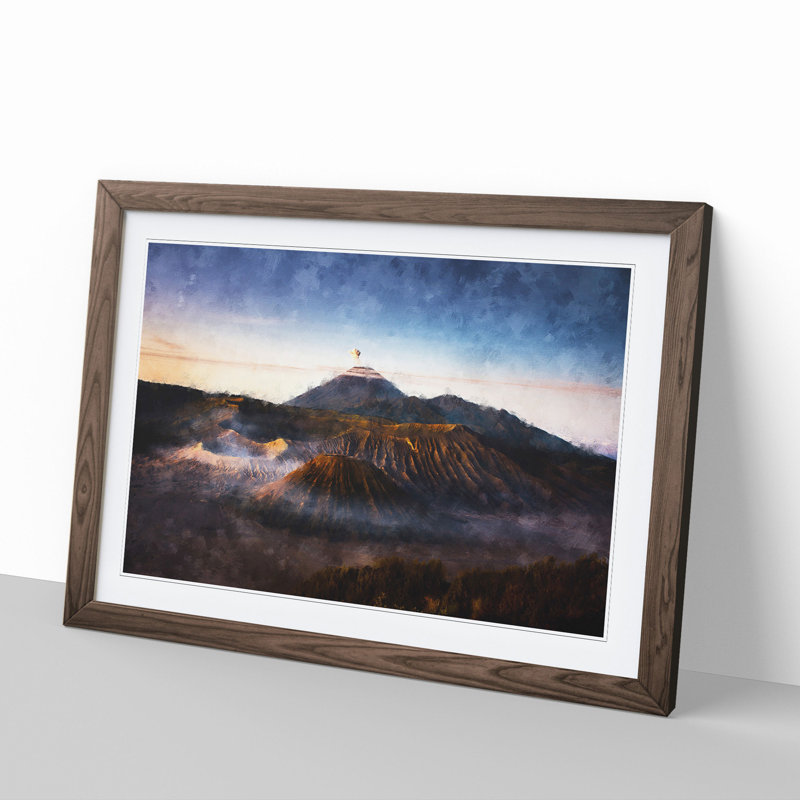 Mount Bromo in Indonesia - Picture Frame Painting, Walnut Framed, 36cm H x 48cm W x 2cm D