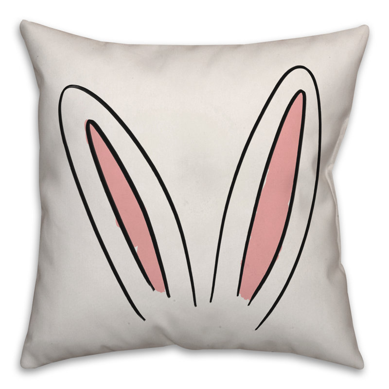  Coussin réversible avec oreilles de lapin et queue réversibles, 16 po x 1 po