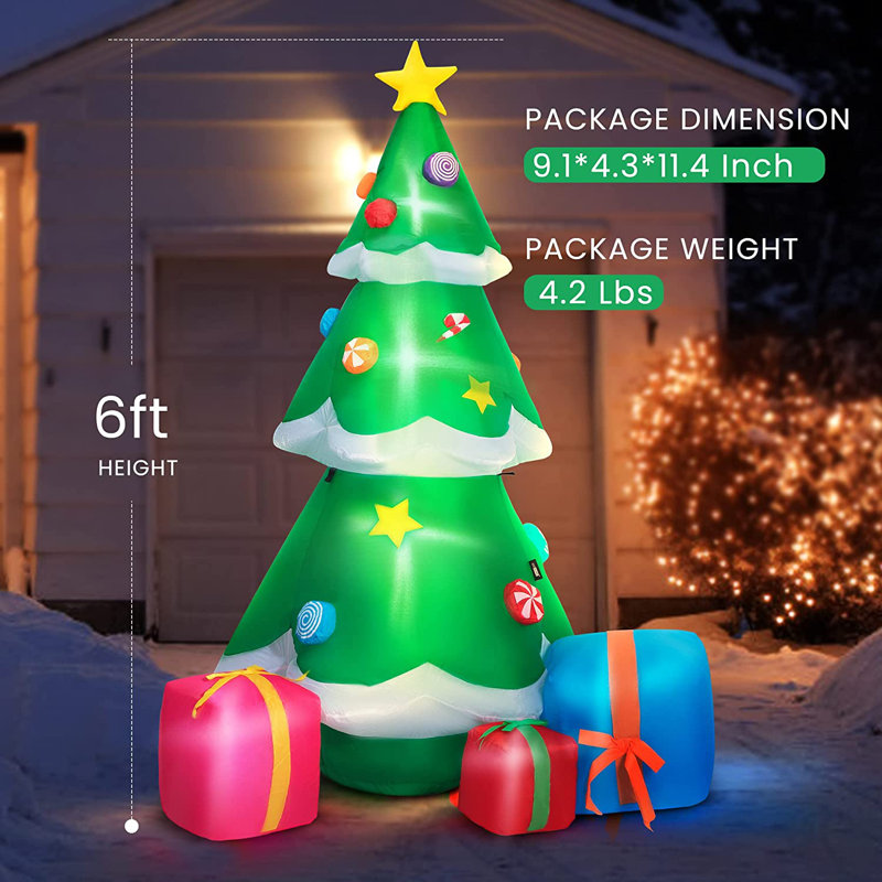 Arbre de Noël gonflable à lumières DEL 6 pi Emila
