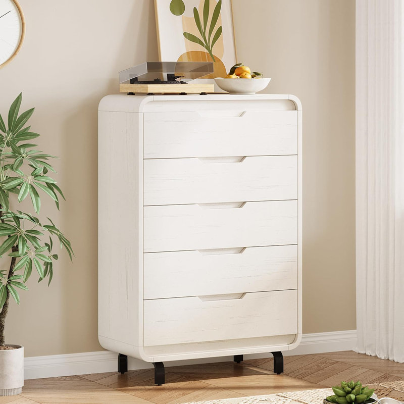 Comfortable Bedroom with 5 Drawers for Bedroom, Nursery, Living Room,Hallway, White