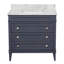 Meuble-lavabo simple 36 po avec meuble-lavabo gris marine et comptoir en marbre de Carrare Whitman-426006130-521133449