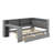 Full Size Platform Bed With Storage Shelves, Drawers, Charging Station, LED, Desk And Upholstered Headboard-1012742033-1012742034