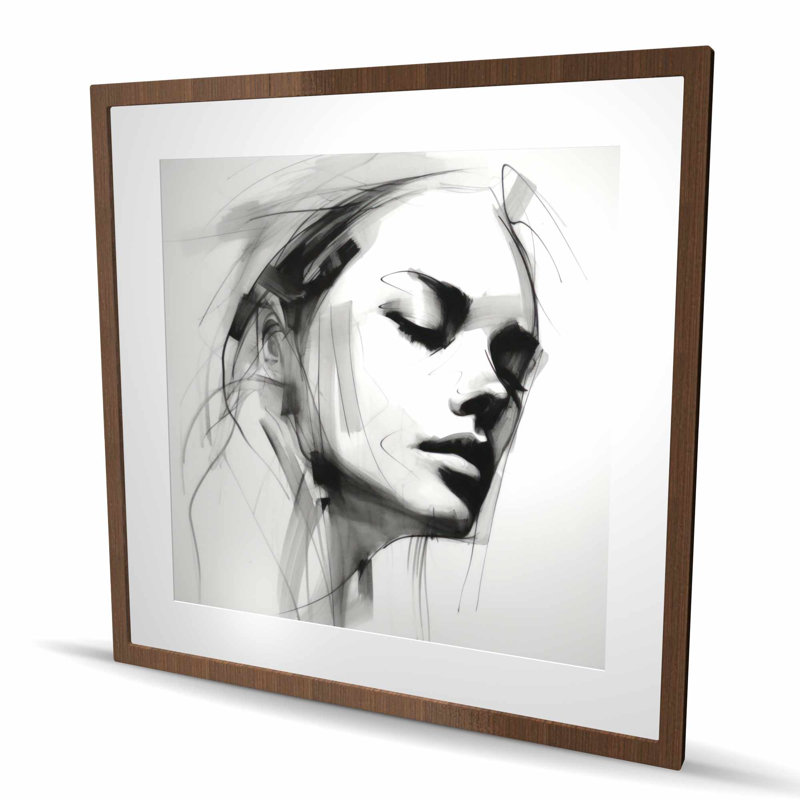 Traits féminins - Figuratif noir encadré