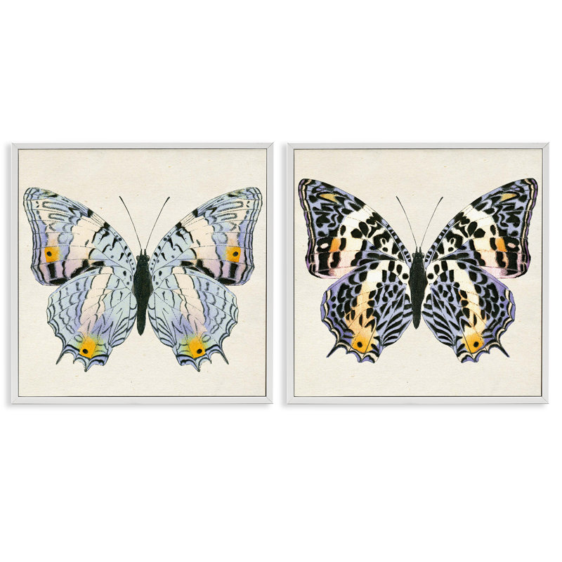  «Butterflies with Yellow», ensemble de 2 estampes numériques par Susan Arnot, H 24 po x l 24 po