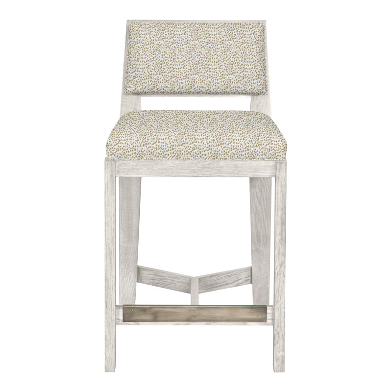 Scoville By Thom Filicia Upholstered Bar Stool with Solid Wood Frame, Casa Blanca, Worthy Snow