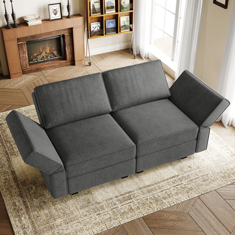 Upholstered Loveseat With Storage, Light Gray