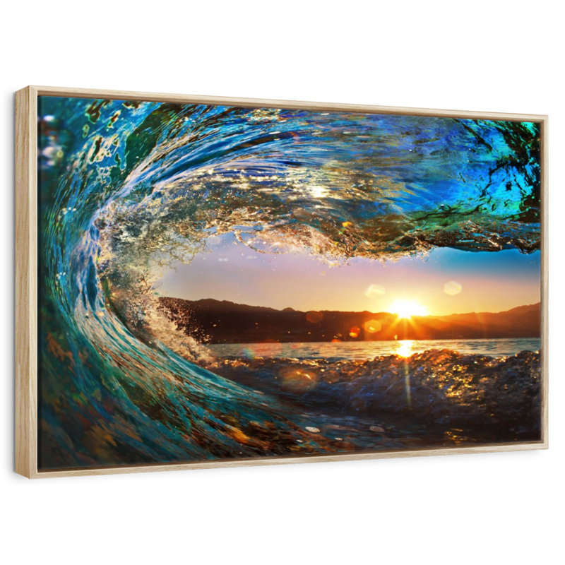 Gillard Ocean Wave, H 25 po x l 37 po, Cadre flottant en bois naturel