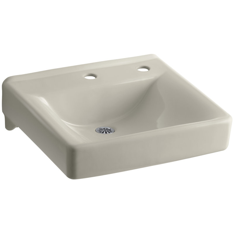 Soho Ceramic 20" Wall Mount Bathroom Sink, Sandbar, Single