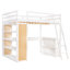 Lit mezzanine double blanc avec bureau / tablettes pratiques - Living, Étagères, Bureau Qualité exceptionnelle