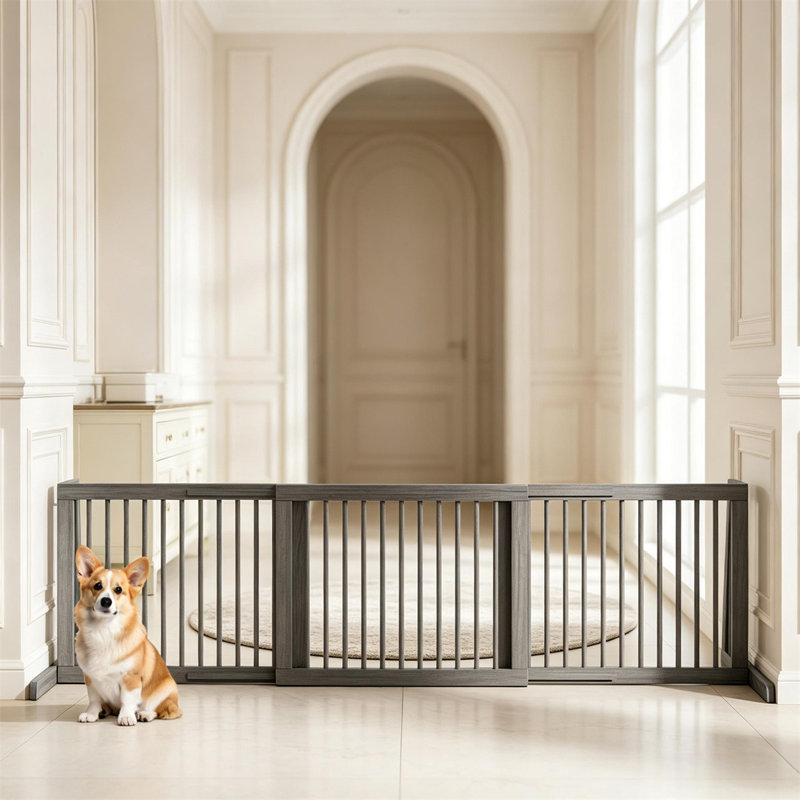 Expandable Design: This pet gate can be adjusted horizontally from 28'' to 80'' to meet yo ..., Gray