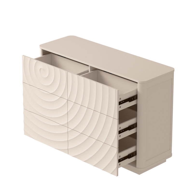 Grande commode moderne de 46,5 po Ralon pour chambre à coucher, Blanc cassé / blanc