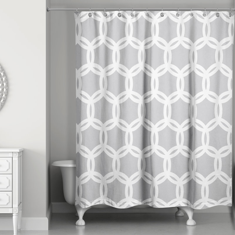 Geometric Shower Curtain, Gray/White