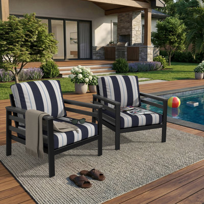 Ensemble de chaise longue d'extérieur avec coussins Sunbrella