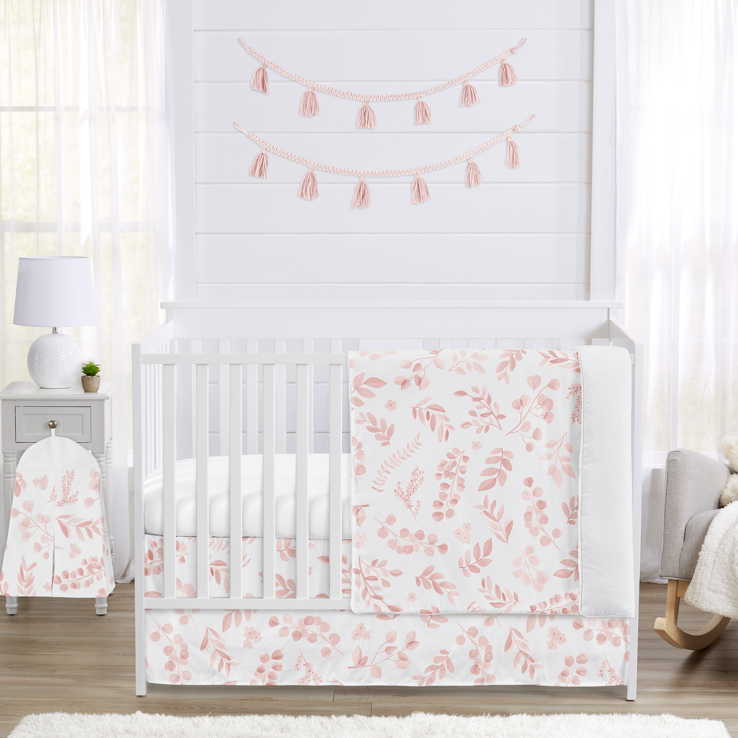 Botanical Blush Pink 4 Piece Crib Bedding Set by Sweet Jojo Designs