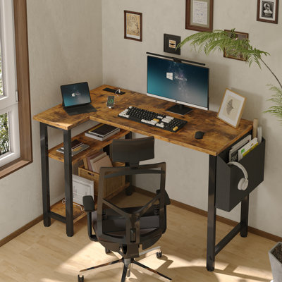 Built-in Outlets / USB L-Shaped Desk Computer Desk