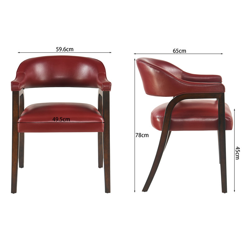  LUMERA Collection Set of 3 Mid-Century Modern Dining Chairs, Upholstered Faux Leather, Solid Wood Frame, Comfortable Kitchen & Dining Room Seating Red