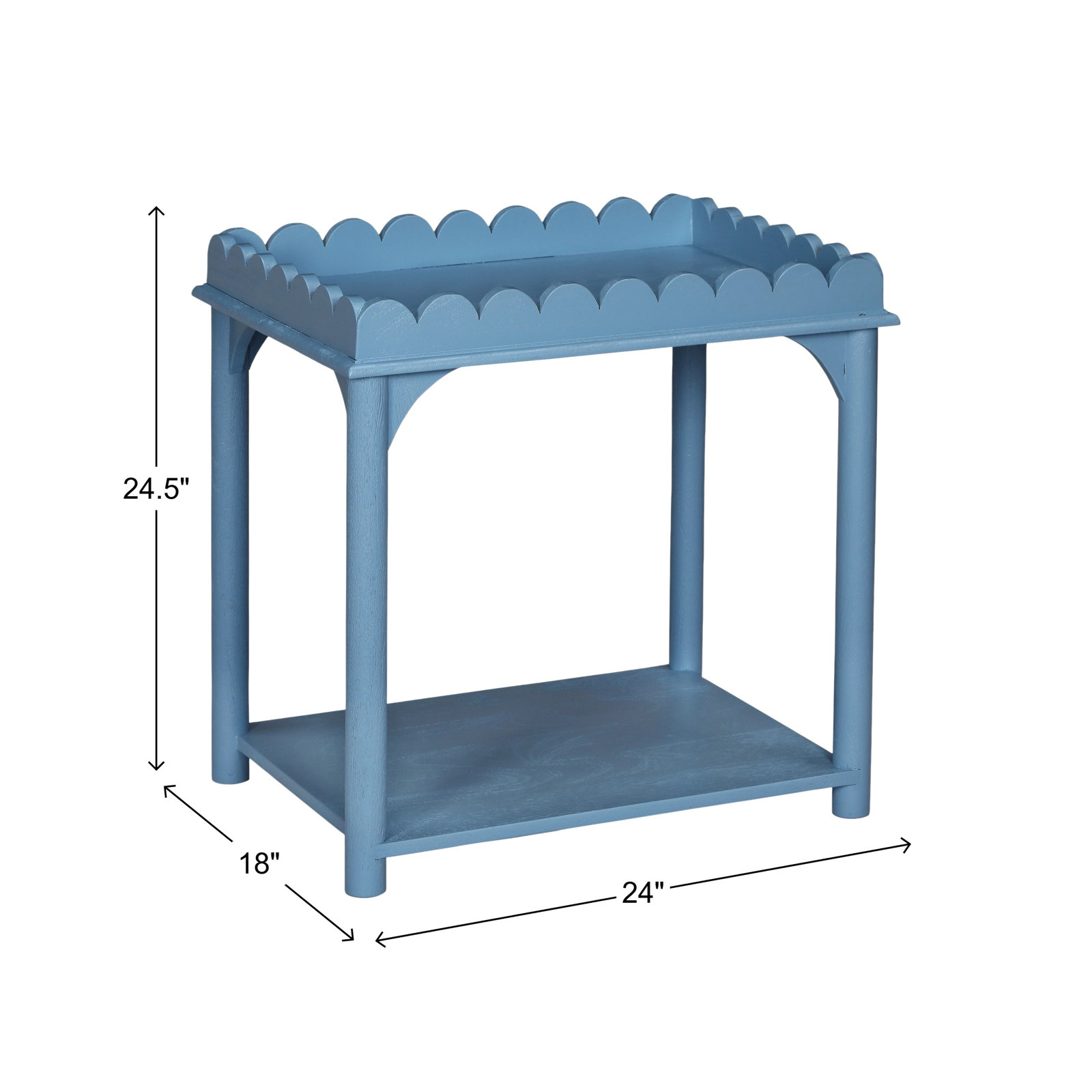 Madeline Scalloped Rectangle Side Table, Light Blue