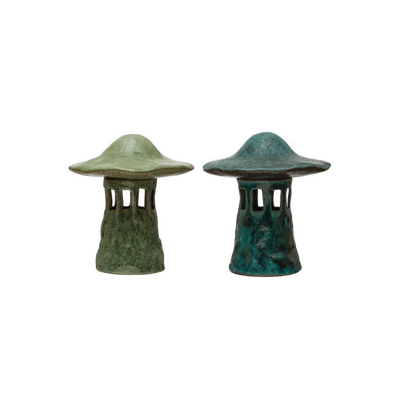 Round Stoneware Mushroom Lanterns