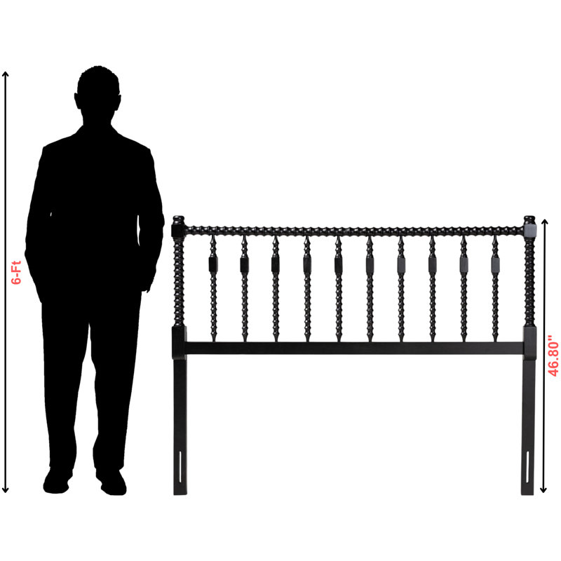 Tête de lit rotative Boykins, H 46,8 po x l 54,870000000000005 po x P 2,05 po, Noir
