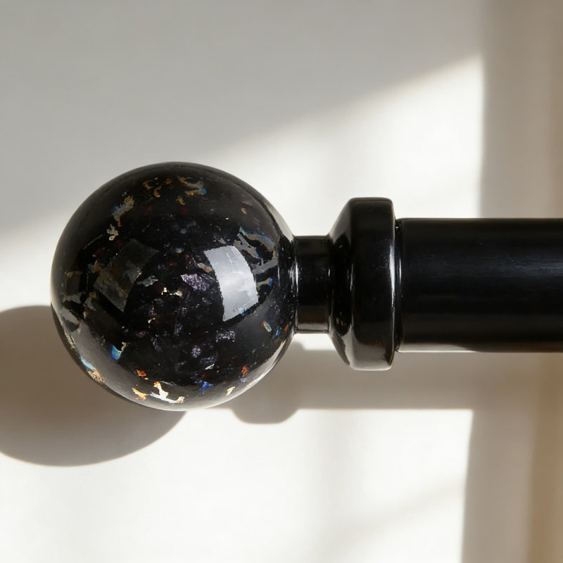Tringle à rideaux ajustable robuste avec embouts en boule de cristal, tringle à draperie noire de 1 pouce de diamètre pour fenêtres de 30 à 60 pouces, tringle télescopique décorative moderne à un côté