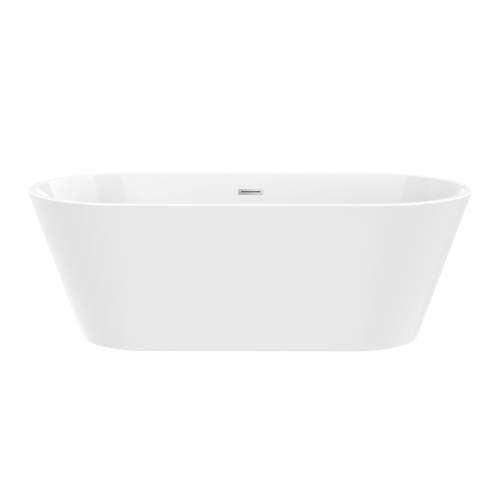 Iris 59" x 29.5" Freestanding Soaking Acrylic Bathtub, White/Classic Chrome