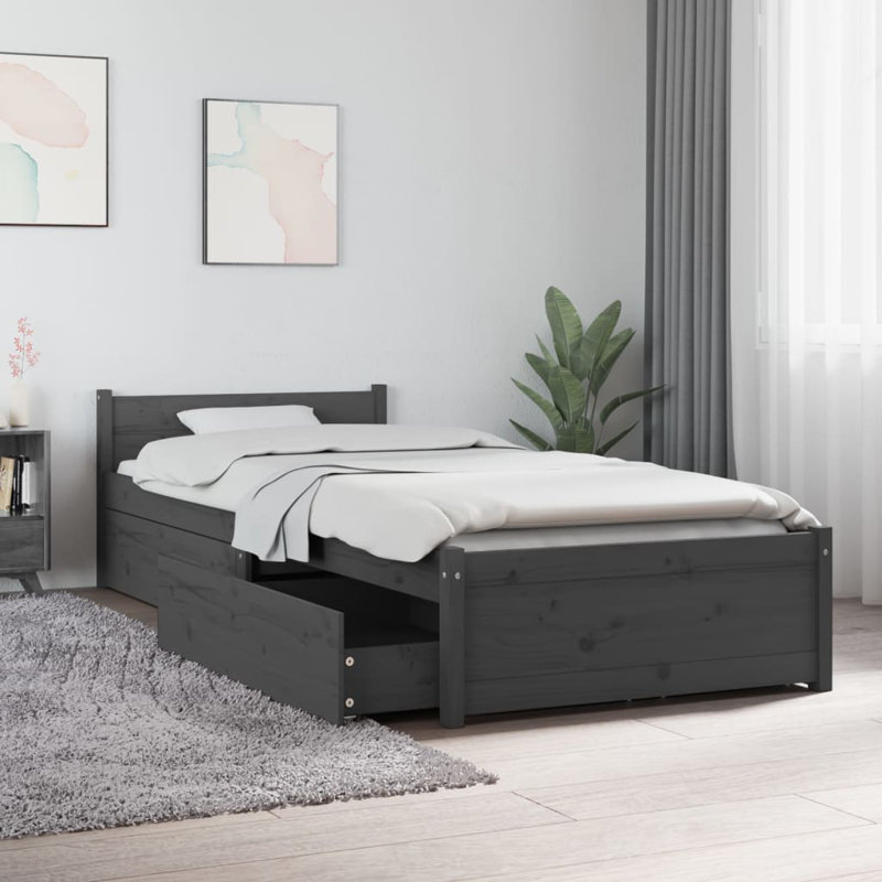 Bed Frame with Drawers, White, Small Single (2'6)