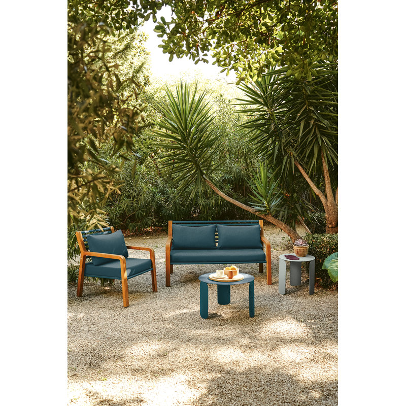 BeBop Outdoor Round Coffee Table, Acapulco Blue, 15" H x 24" W x 24" D