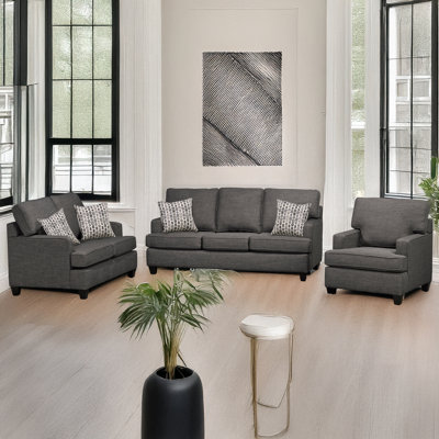 Ensemble de canapé et causeuse en tissu Baxter, gris