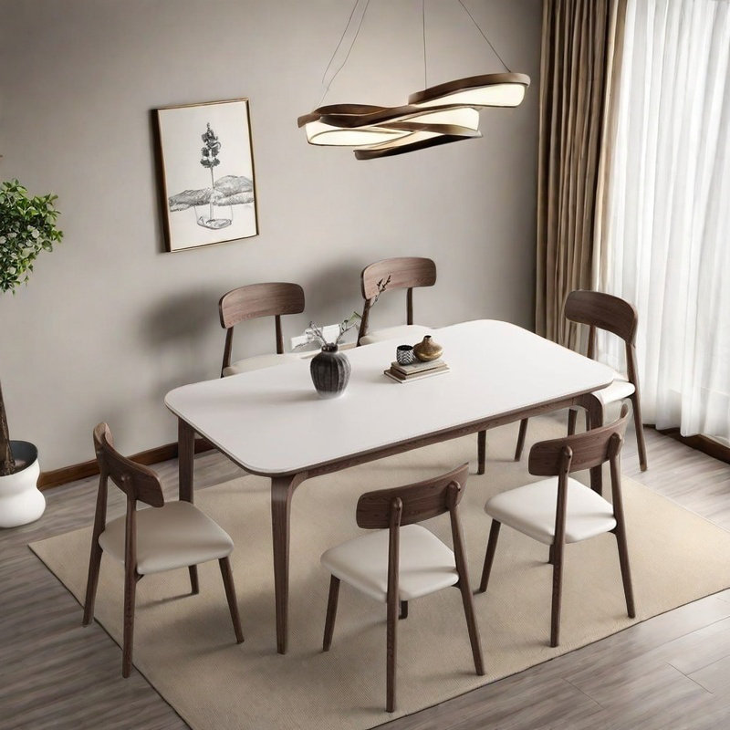 Durable Thick Slate Dining Table Sets., 29.53"H x 70.87"L x 35.43"W