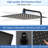 12" Stainless Steel Shower Head With Adjustable Arm - Matte Black Glamour Luxury Design