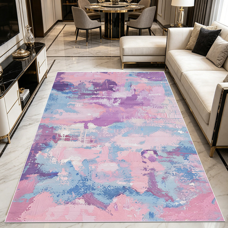 1PC Pastel Abstract Watercolor Paint Splatter area rugs for Living Room, Soft and Comfortable, Suitable for all seasons, easy-to-maintain, machine washable Indoor floor mat, Under Table Farmhouse suitable for dining table, bedroom, entryway, home...